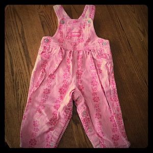 Pinstripe Floral Baby Overalls